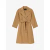 Maje Womens Camel Double-faced Relaxed-fit Wool-blend Coat In Brown