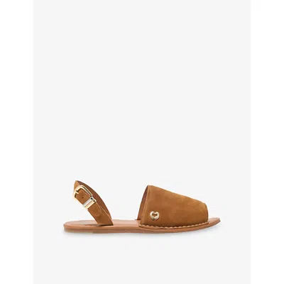 Maje Womens Camel Embellished Suede Flat Sandals Eur 40 / 7 Uk In Blue