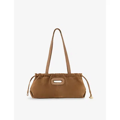 Maje Womens Camel Milpli Suede Shoulder Bag In Brown