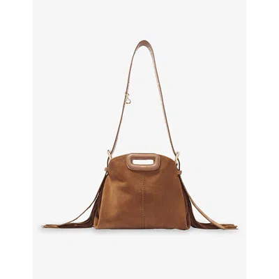 Maje Womens Camel Miss M Mini Suede Shoulder Bag In Brown
