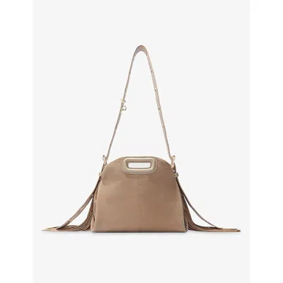 Maje Womens Cappucino Miss M Mini Suede Shoulder Bag In Brown
