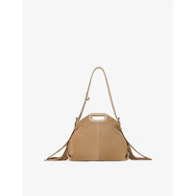 Maje Womens Cappucino Miss M Suede Shoulder Bag In Brown