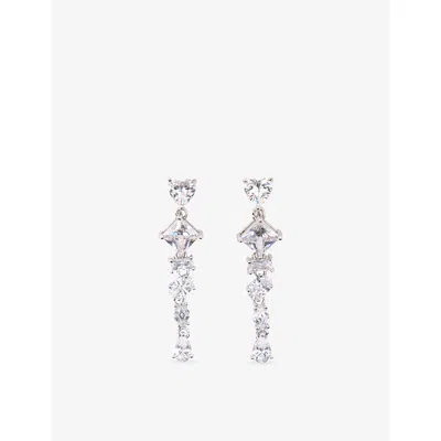 MAJE WOMENS CARAMEL RHINESTONE HEART BRASS EARRINGS