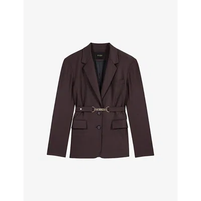 MAJE WOMENS BRUNS CHAIN-EMBELLISHED SLIM-FIT STRETCH-WOVEN BLAZER