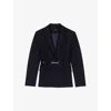 Maje Belted Suit Jacket In Noir / Gris