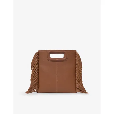 Maje Womens Cognac Brown M Grained-leather Cross-body Bag