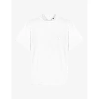 Maje Womens Crewneck Back-zip Cotton T-shirt White