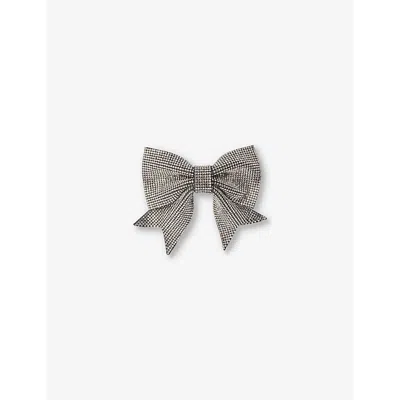 Maje Womens  Crystal-embellished Bow Hair Clip In Noir / Gris