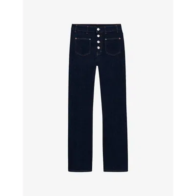Maje Womens Dark Blue Pocket High-rise Stretch-denim Jeans