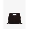 Maje Womens Dark Brown M Fringed Suede Handbag In Brown