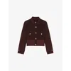 Maje Womens Dark Brown Short Removable-collar Wool-blend Coat In Brown