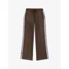 Maje Womens Dark Brown Side-stripe Straight Stretch-jersey Trousers In Brown