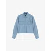 Maje Womens Denim Blue Bridget Rhinestone-embellished Denim Shirt In Blue