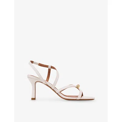 Maje Womens Bean-embellished Leather Heeled Sandals Ecru Eur 39 / 6 Uk In White