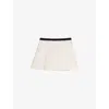 Maje Womens Ecru Contrast-trim Pleated Lurex Tweed Skort In White