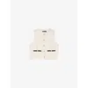 Maje Womens Ecru Contrast-trim Short Sleeveless Tweed Top In Neutral