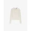 Maje Womens Ecru Embellished-collar Ribbed Wool-blend Jumper In Neutral
