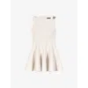 Maje Womens Ecru Flared Hardware-embellished Tweed Mini Dress In Neutral