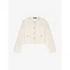 Maje Womens Guipure Cropped Woven Jacket Ecru In Ecru
