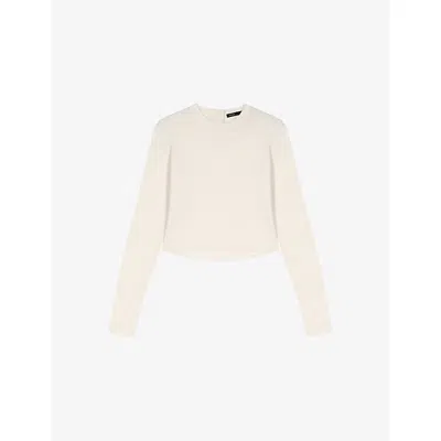 Maje Womens Ecru Jewelled-buttons Knitted Wool Jumper In Neutral