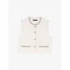 Maje Womens Ecru Sleeveless Bead-embellished Tweed Jacket In Neutral