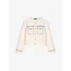 Maje Womens Ecru Topstitched Flap-pocket Cotton-blend Jacket In Neutral