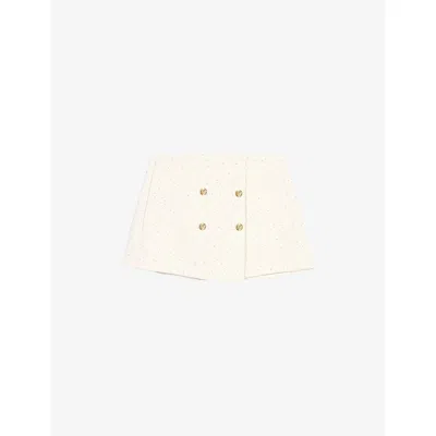 Maje Womens  Wrap Tweed Cotton-blend Skort In Sand