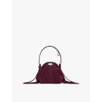 Maje Womens Eggplant Miss M Micro Suede Bag