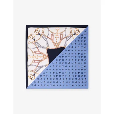 Maje Womens Equestrian-print Silk Scarf Blue