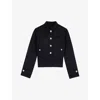 Maje Womens  Funnel-neck Button-down Wool-blend Jacket In Noir / Gris