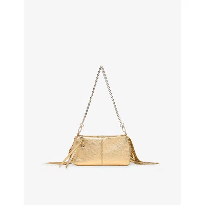 Maje Womens Gold Miss M Leather Clutch Bag