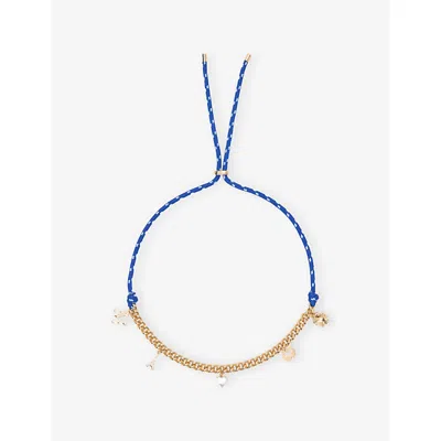 Maje Womens Gold Sailor Brass And Cord Pendant Necklace In Pink