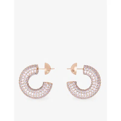 Maje Womens Gold Silver Half-hoop Rhinestone Metal And Crystal Hoop Earrings In Metallic