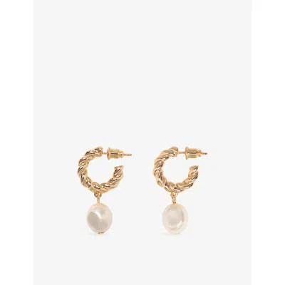 Maje Womens Gold Twisted Bead Brass Hoop Earrings In Purple