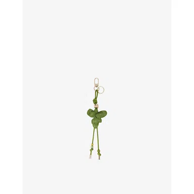 Maje Womens Green Flower Leather Bag Charm In Orange