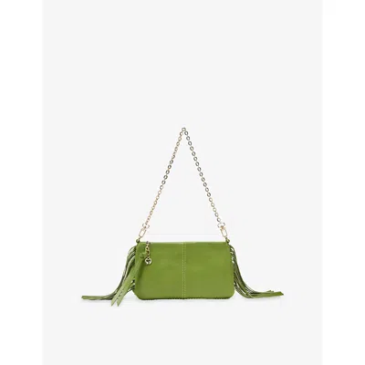 Maje Womens Green Miss M Leather Pouch Bag