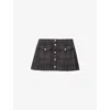 Maje Womens Grey Checked Pleated Woven Mini Skirt In Blue
