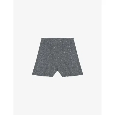 Maje Womens Grey Rhinestone-embellished Knitted Wool-blend Shorts In Gray