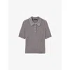 Maje Womens Grey Rhinestone-embellished Short-sleeve Wool Polo In Gray