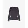 Maje Womens Grey Sweetheart-neck Slim-fit Stretch Wool-blend Jumper In Gray