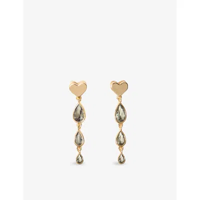 Maje Womens Heart Pendant Gold-tone Brass Drop Earrings In White