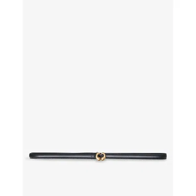 Maje Womens Heart-embellished Leather Belt Black