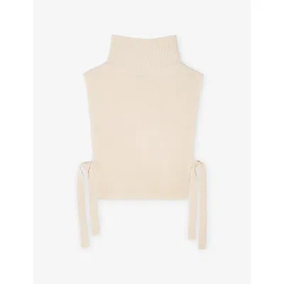 Maje Womens High-neck Side-tie Wool And Cashmere Collar Ecru