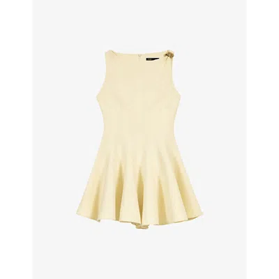 MAJE WOMENS JAUNES / ORANGES SHOULDER-HARDWARE SLEEVELESS TWEED MINI DRESS