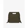 Maje Womens Khaki M Fringed-trim Leather Cross-body Bag In Brown