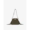 Maje Womens Khaki Miss M Mini Logo-embossed Leather Shoulder Bag In Brown