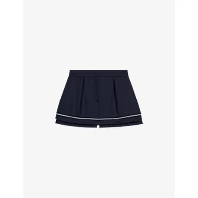 Maje Womens Layered High-rise Woven Shorts Navy