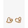 Maje Womens Light Gold Heart Rhinestone-embellished Brass Stud Earrings In Gold