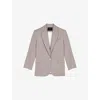 Maje Womens Light Grey Rhinestone-embellished Single-breasted Stretch-woven Blazer In Gray