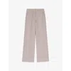 Maje Womens Light Grey Rhinestone-embellished Wide-leg Stretch-woven Trousers In Gray